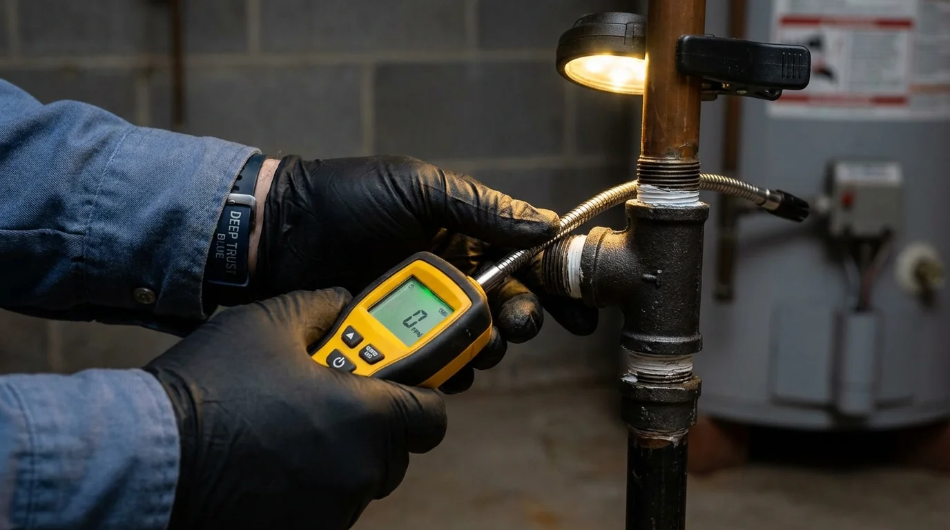Gas leak detection with electronic sniffer by Johns Plumbing LLC in Hyde