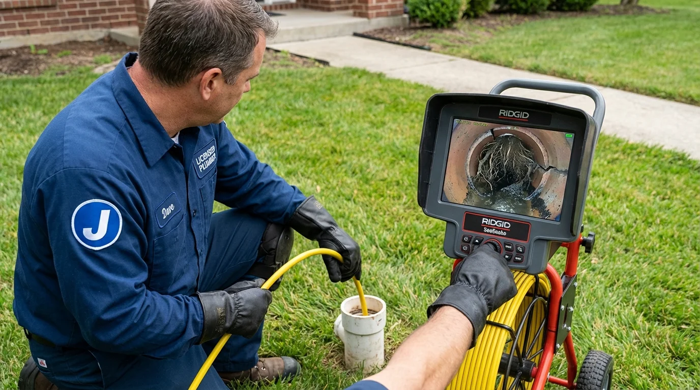 Sewer camera inspection being performed by Johns Plumbing LLC in Hyde