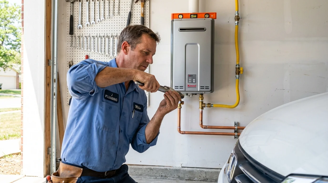 Tankless water heater installation by a Johns Plumbing LLC plumber in Hyde